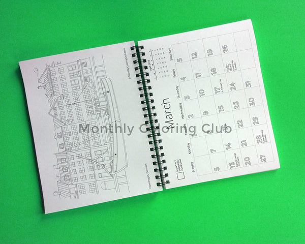 2016 Coloring Calendar : Cities (Card Stock)